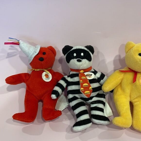 2004 McDonalds 25th Happy Meal Anniversary Teenie Beanie Lot of 4 Good Condition - Picture 2 of 11